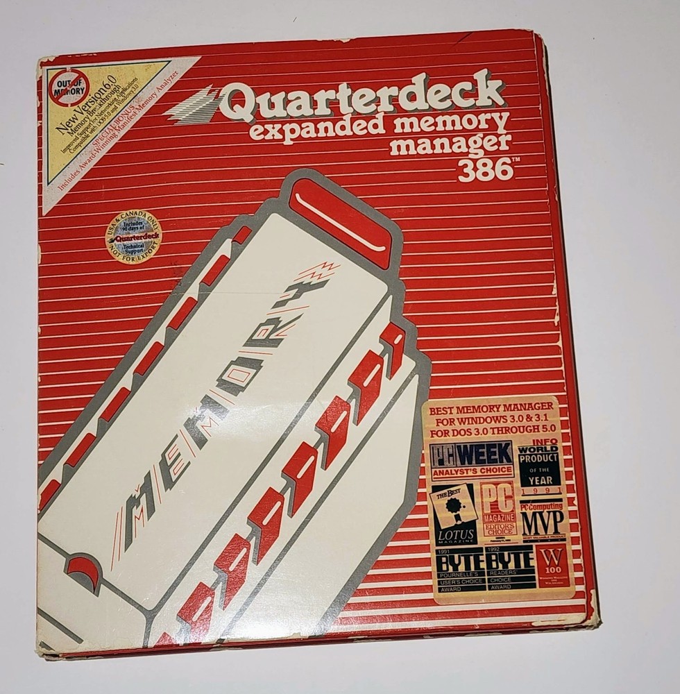 Quarterdeck QEMM-386 Expanded Memory Manager v6.0 — Big Box PC Software 3.5"
