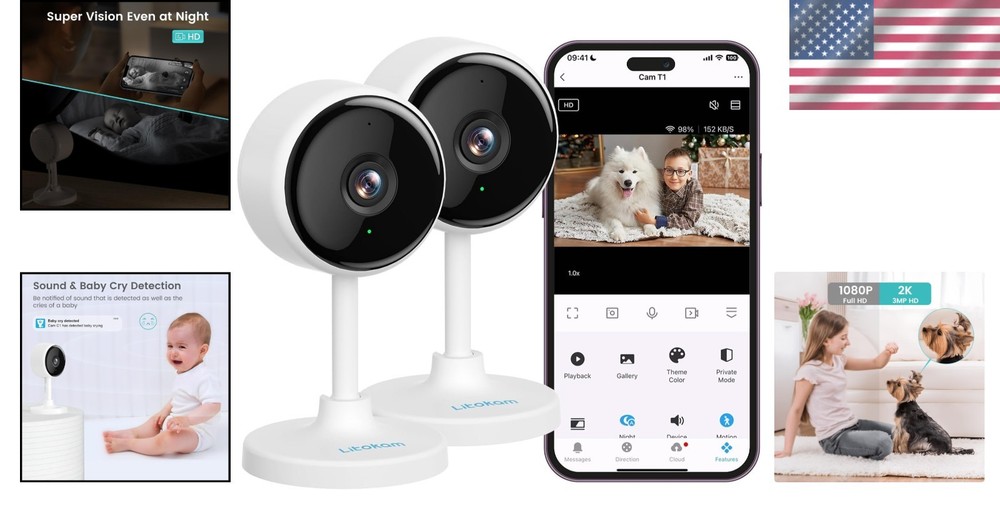 Stay Connected: 2K Night Vision Indoor Camera with Motion Alerts & App Access