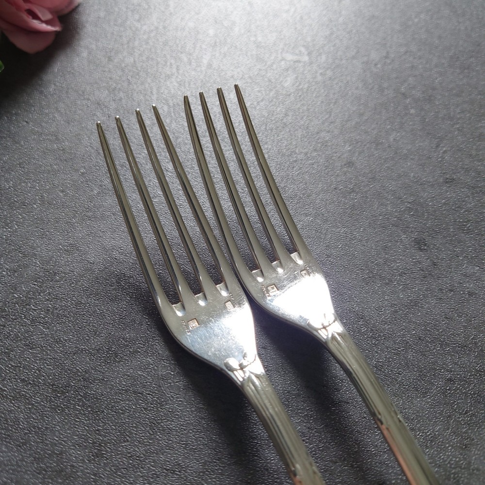 Christofle Rubans 2pcs Silverplate Flatware Dessert Fork Excellent
