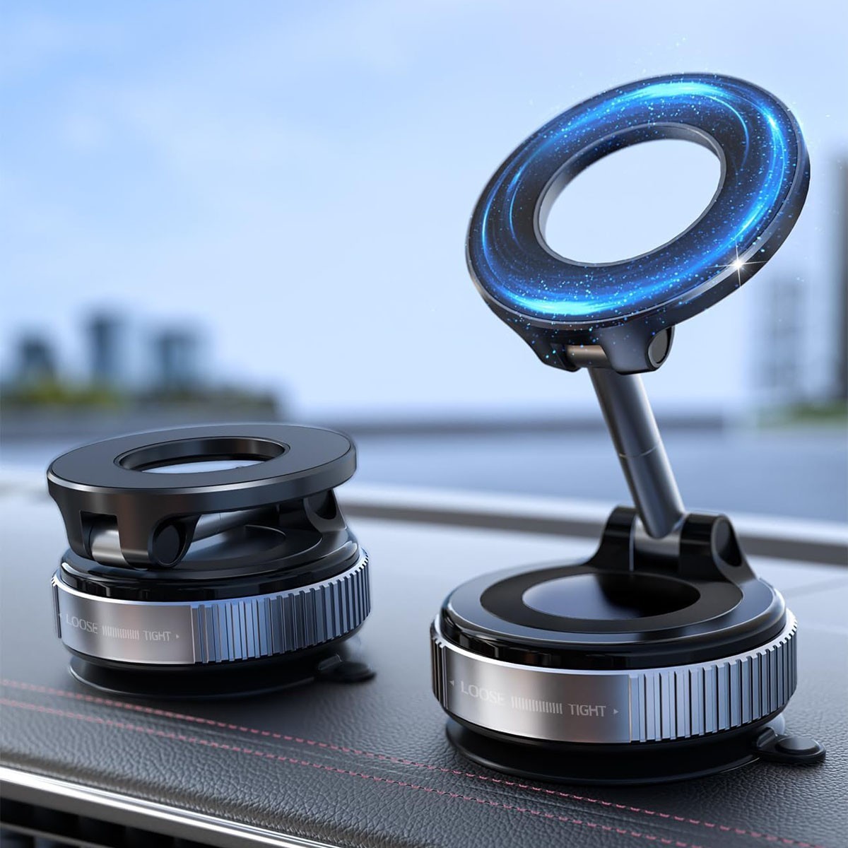 360° Vacuum Magnetic Phone Holder - Suction Cup Car Mount w/ Foldable Stand US