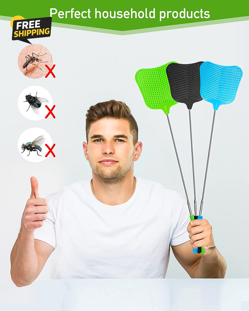 3 Pcs Fly Swatter, Fly Swatters Plastic Telescopic