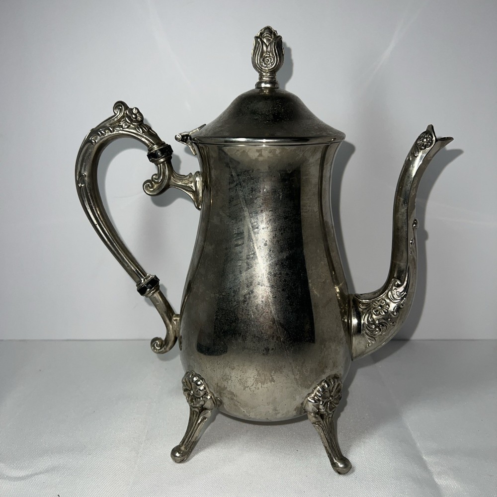 Silver Plated Coffee Tea Pot 9.5” Tall Vintage