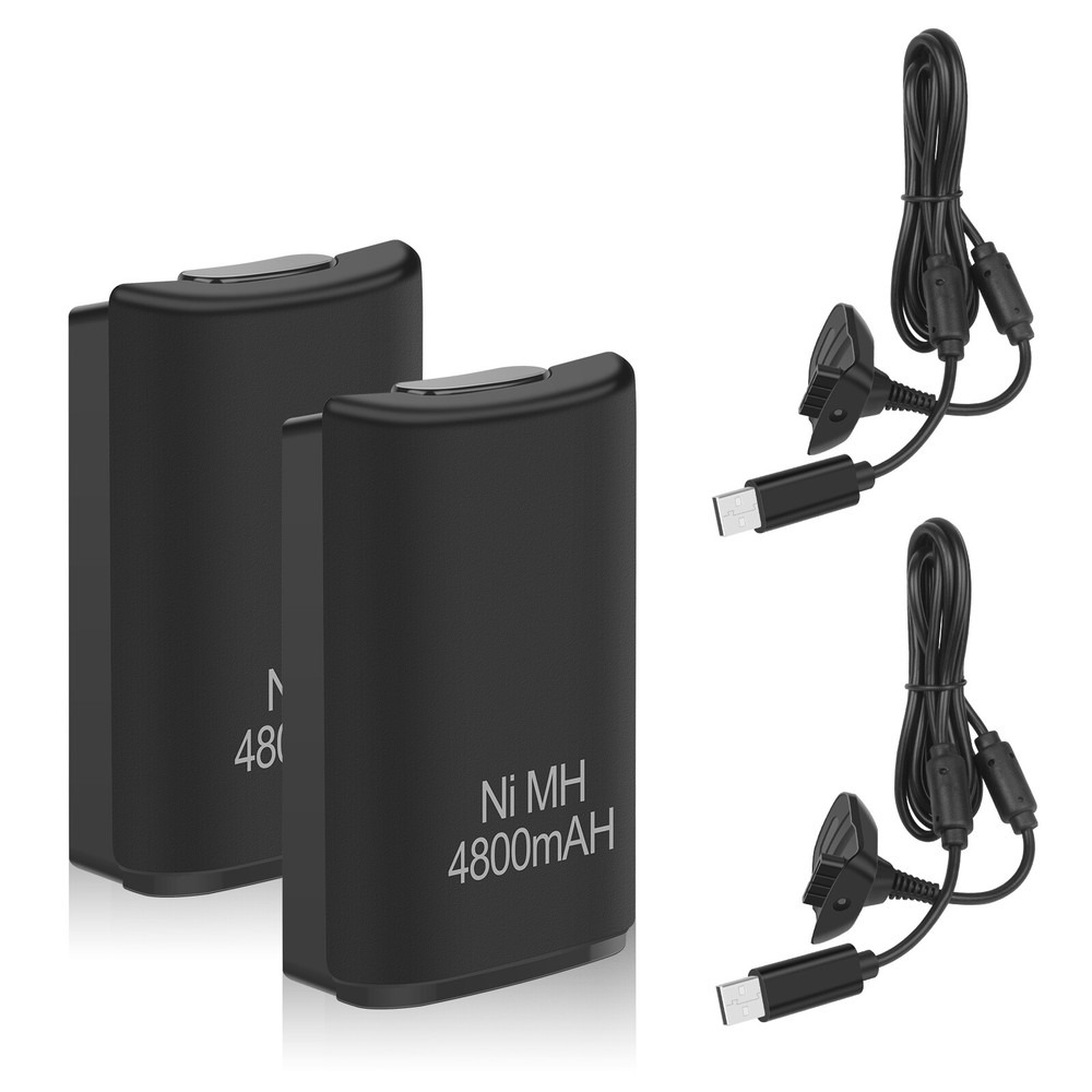 2x Rechargeable Battery Pack For Xbox 360 Wireless Controller USB Charger Cable