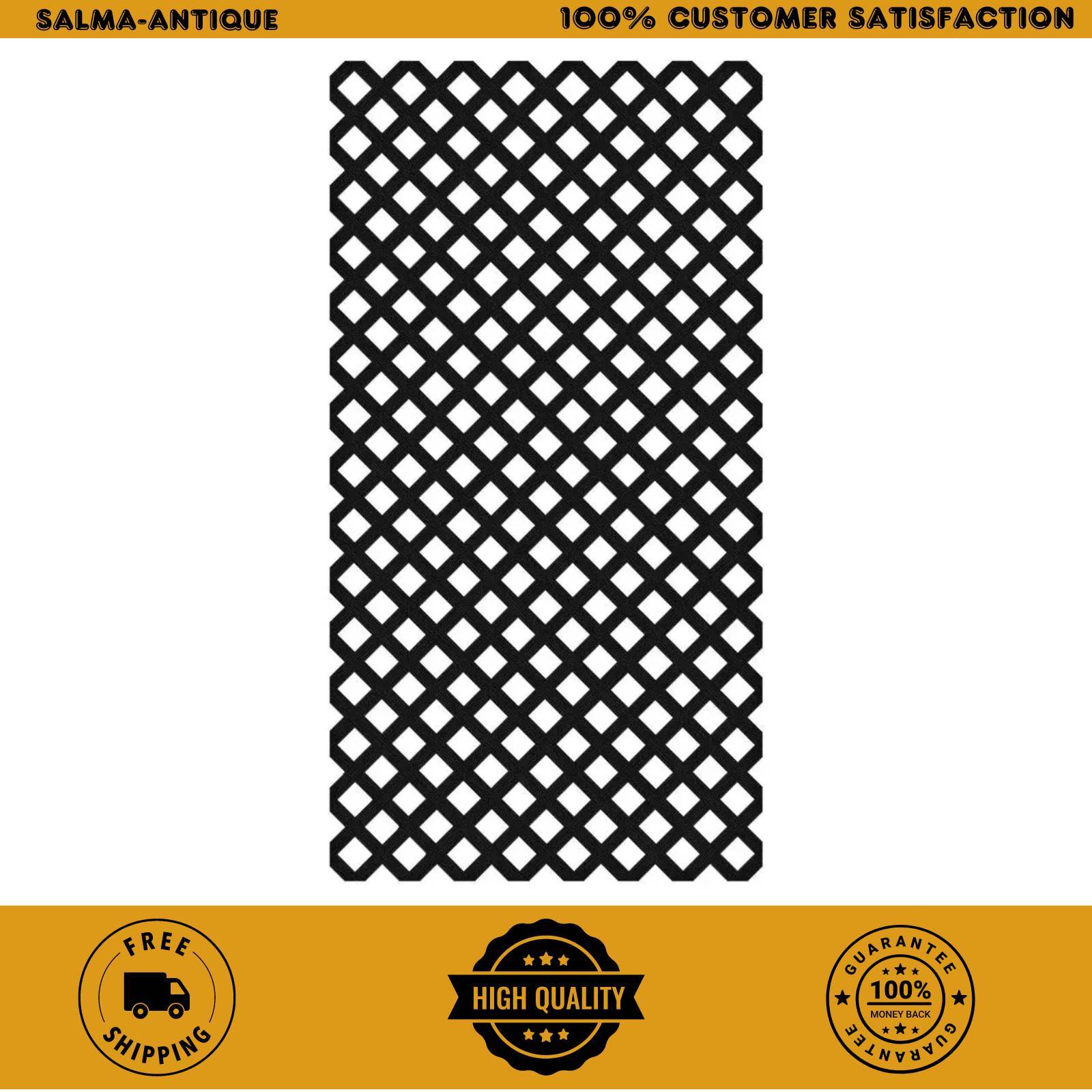 Veranda Garden Vinyl Lattice 4 ft x 8 ft Black Resists Discoloration Scratches