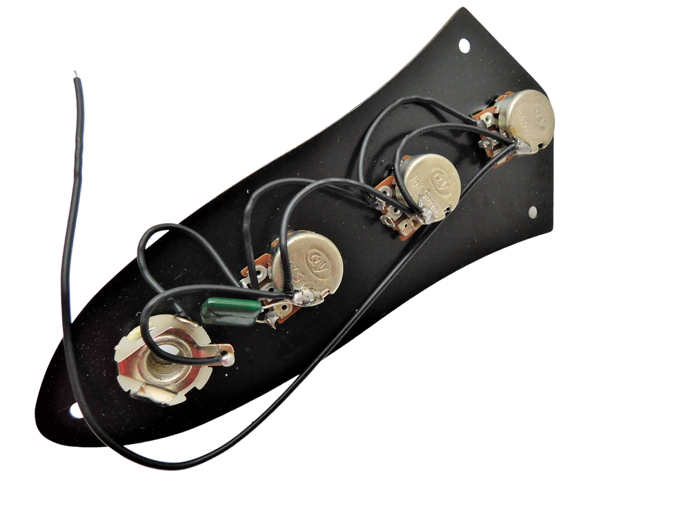 Prewired Jazz Bass Control plate..... Black with vintage style knobs