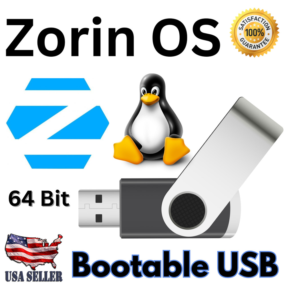 Zorin OS CORE USB 64 Bit Drive Latest Linux Bootable Live/Installer Flash Drive