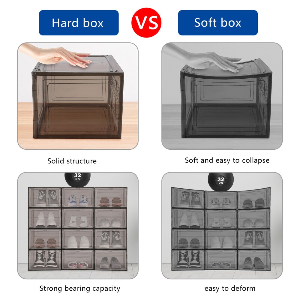 12 Pcs Shoe Storage Box Stackable Shoe Boxes Free Standing Shoe Organizer Case