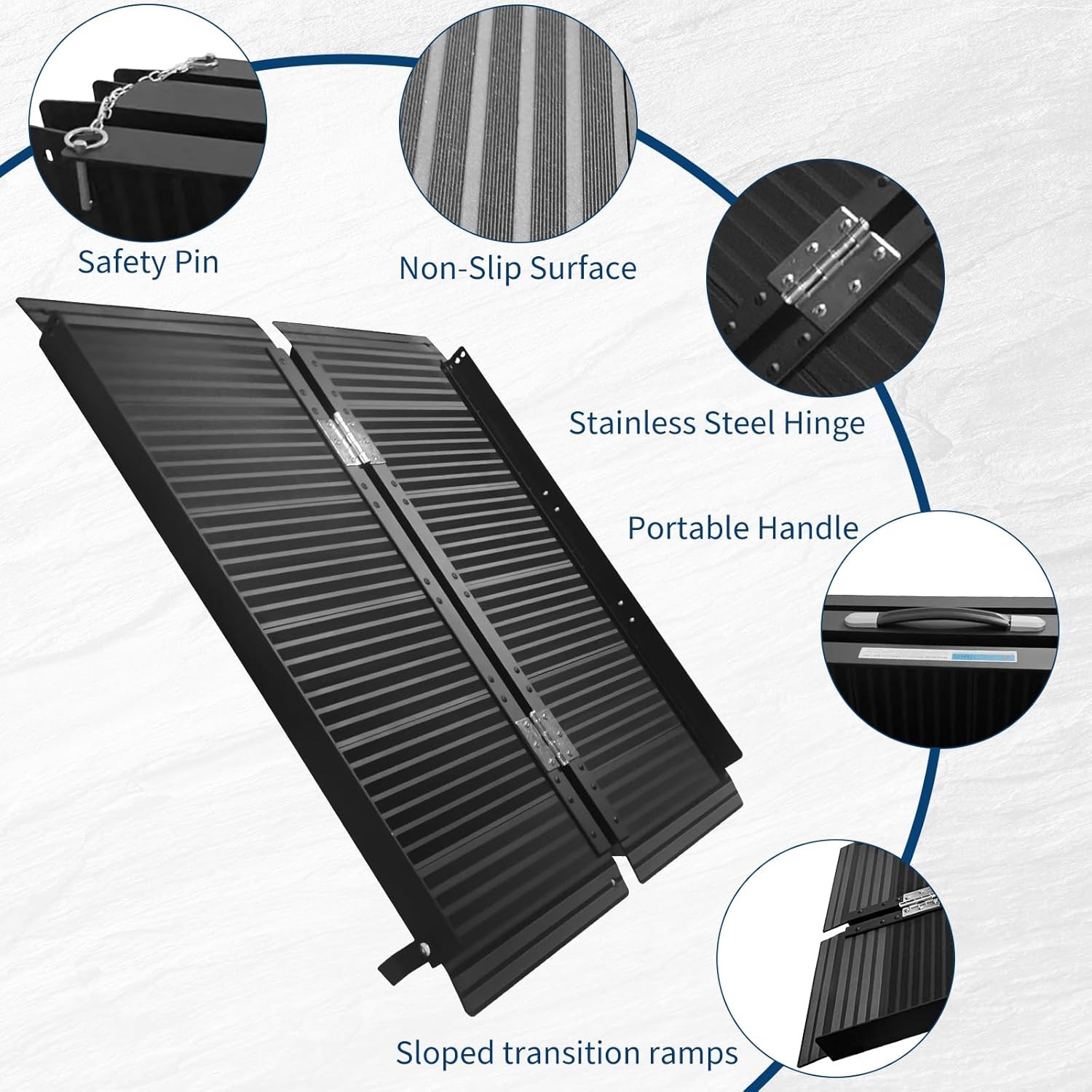GRAVEE 2-6 FT Folding Aluminum Wheelchair Ramp Mobility Ramp 800 Lbs Non-Slip