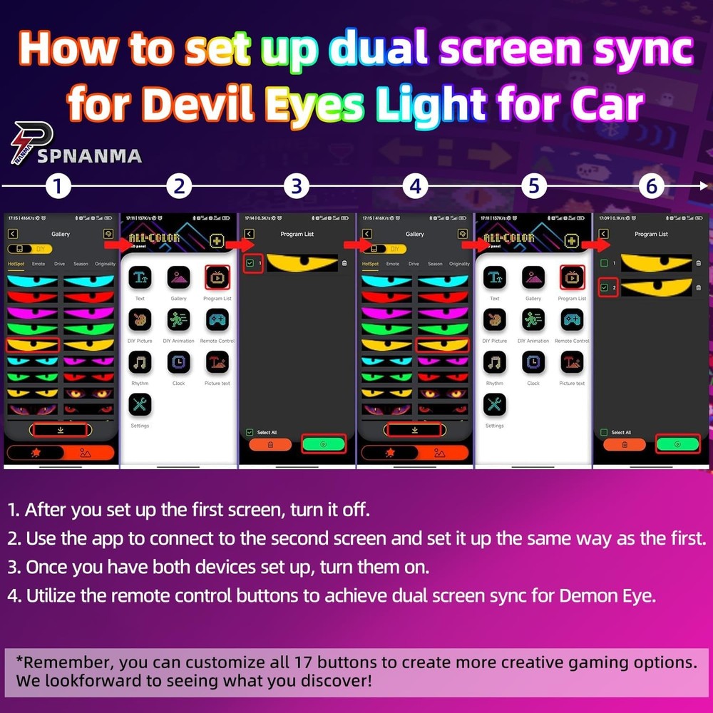 2-Pack Devil Eyes LED Display for Car Windshield, 14"×4.3" 2P 14×4.3