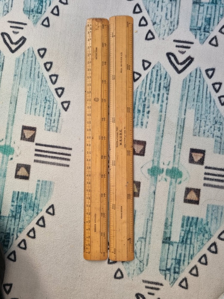 Vintage 2X Wooden Engineers Ruler 12"