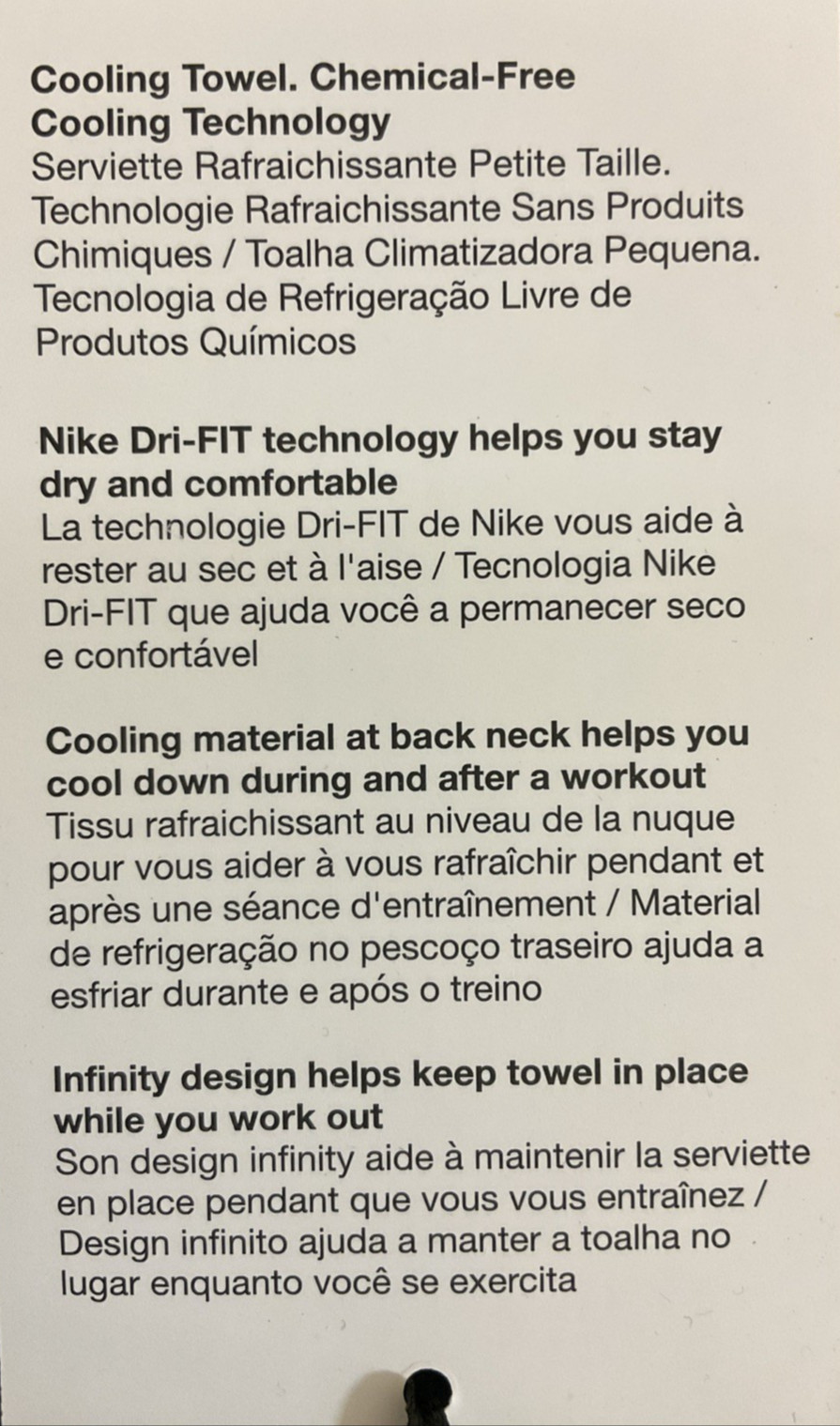 Nike N.100.1619.456 Unisex DRI-FIT 100% Polyester Cooling Towel White Navy OSFA