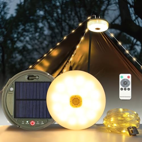 2-Pack Solar Camping String Lights, 39.4FT Portable Waterproof Camping 2 Pack