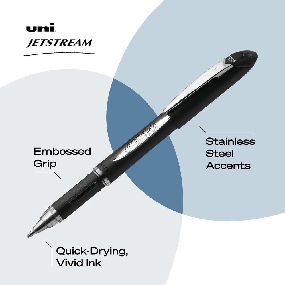 "Jetstream Ballpoint Pens 1.0mm, Black Ink, Medium Point, 12 Pack"