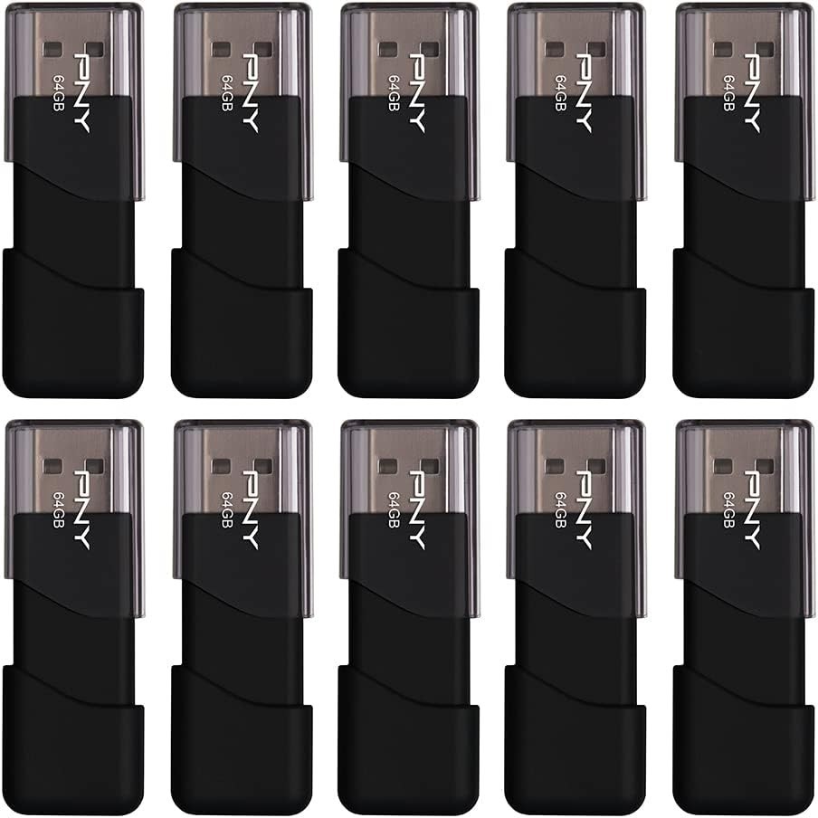 10-Pack Attaché 3 USB 2.0 Flash Drive 64GB - Lightweight