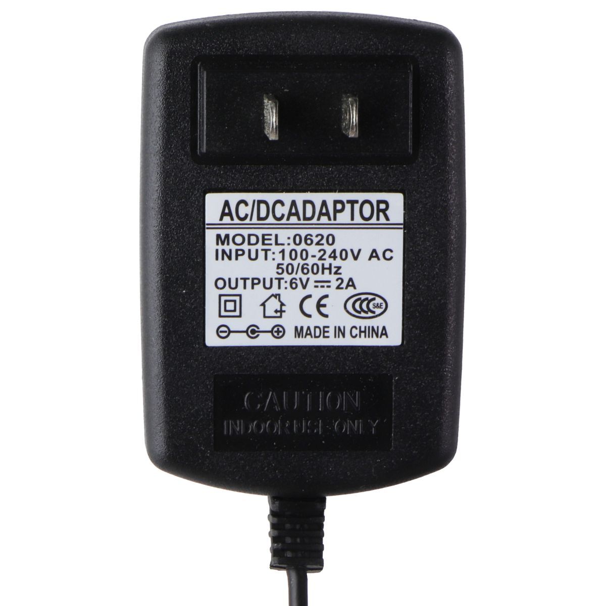 6V/2A AC/DC Power Adapter Wall Charger - Black (0620)