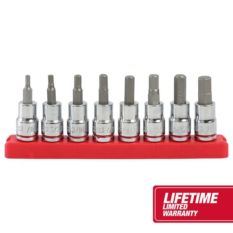 9-Piece SAE Hex Socket Set 3/8in Drive Chrome Vanadium Durable Tool Kit New