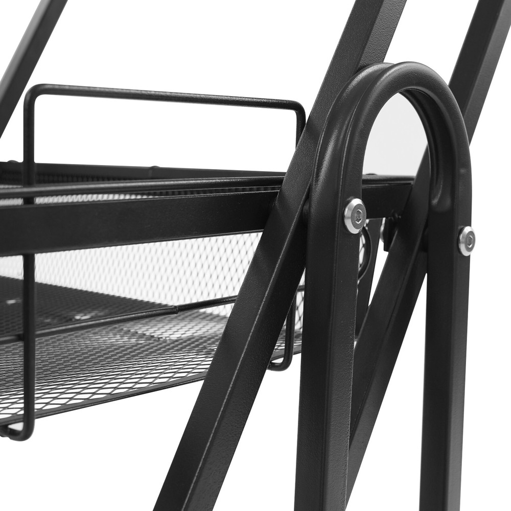 3-Tier Adjustable Metal Rolling Utility Cart, Multi-Functional Storage Cart