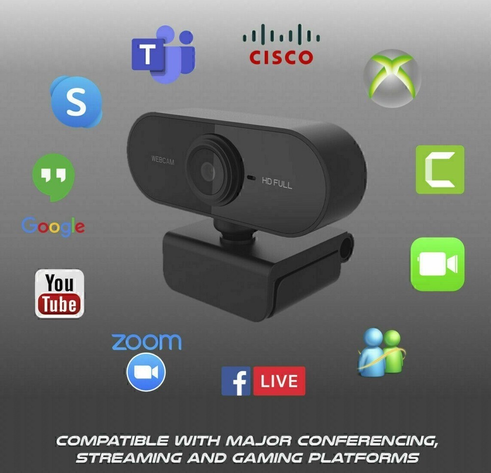 Webcam Full HD 1080P USB Web Camera Built-in Microphone PC Mac Computer Laptop
