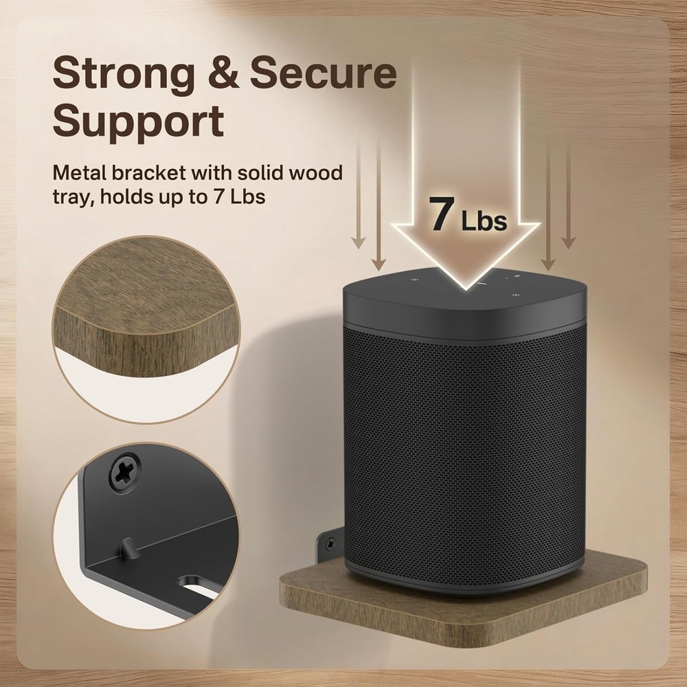 Versatile Wall Mounted Speaker Shelf for Compact Designs - Supports 7 lbs - 5.9"