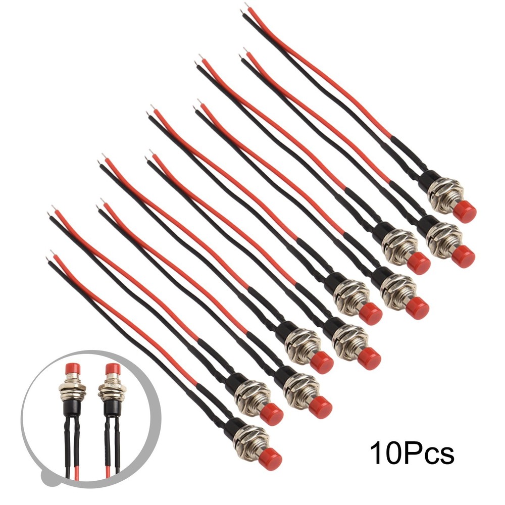 10 Pack Mini Push Button Pre-Wired Momentary N/O OFF-ON Switch 3A10cm Wire