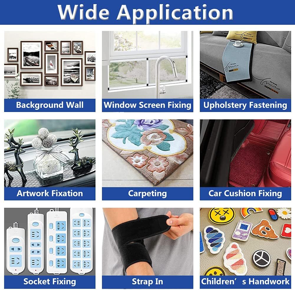 16.4FT Self Adhesive Stick Tape Hook & Loop Sticky Back Strips Fastener Roll US