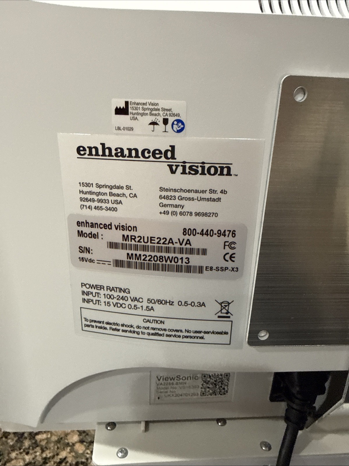 Enhanced Vision Merlin Ultra 1080 HD 22" Video Magnifier MR2UE22A w/Remote/Inst