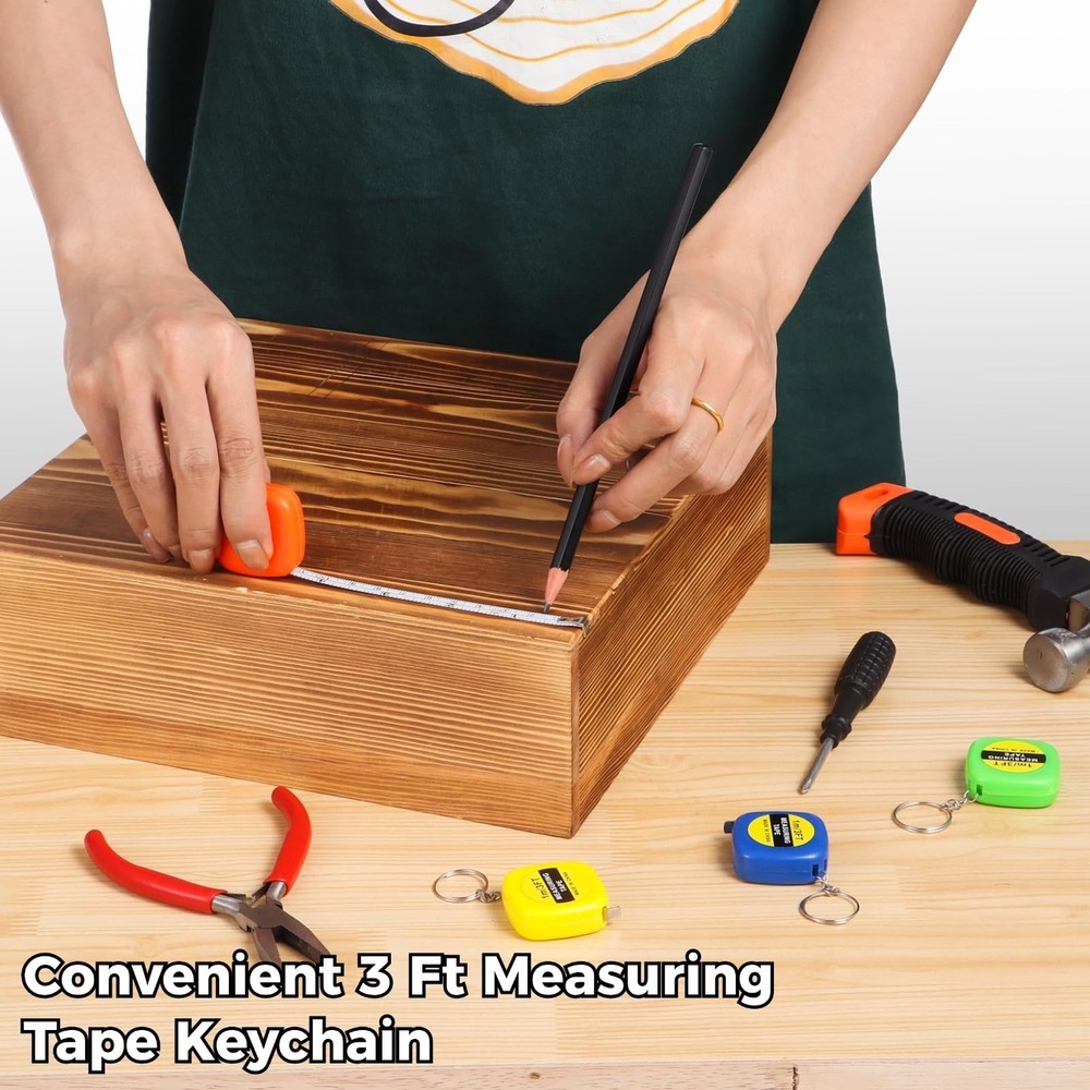 80 PCS Mini Tape Measure Keychains, 3 Ft Measuring Range Small Retractable Me...