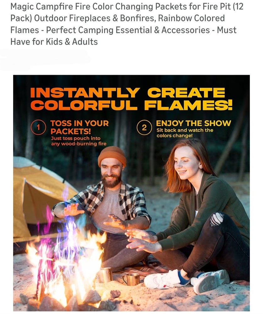 12 Pack - Magic Campfire Fire Color Changing Packets.