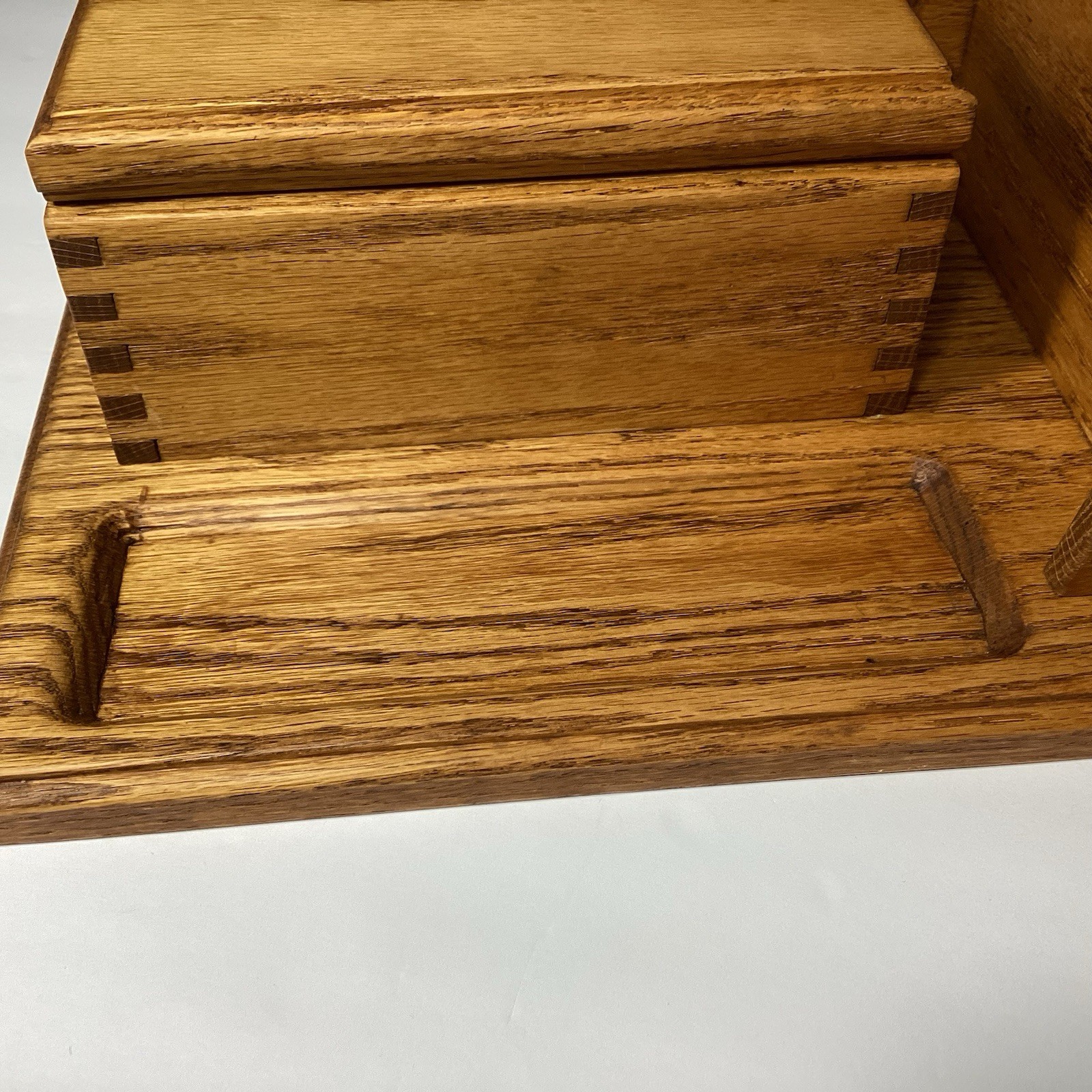 OOAK Handmade Vintage Mid Century Modern Solid Wood Desk Organizer W/ Box