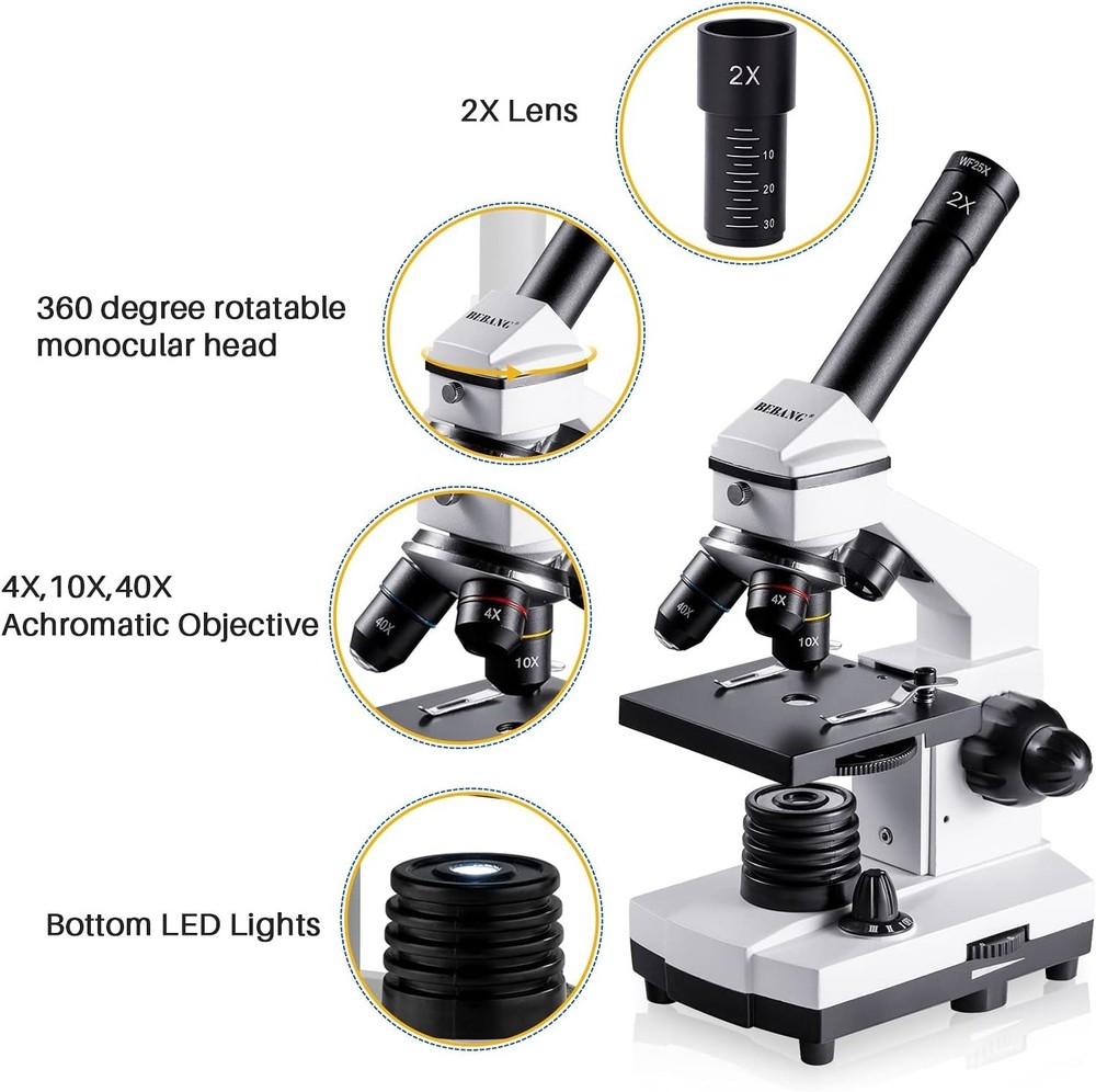 100X-2000X LED Compound Microscope Kit for Students and Hobbyists - Explore Life