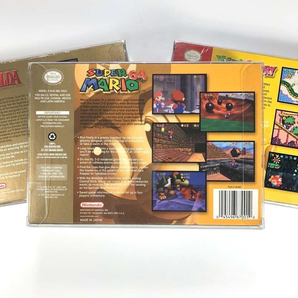 50 N64 Clear Plastic Box Protector Sleeve Case for Complete CIB Games