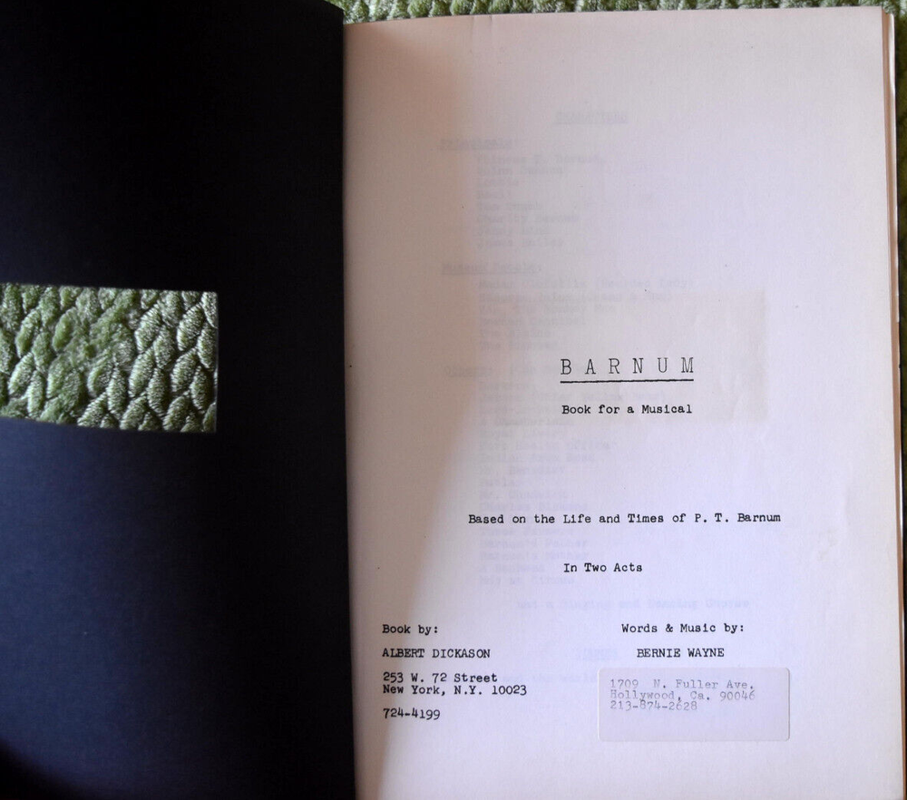 1980 " Barnum " Musical Original Screenplay Script