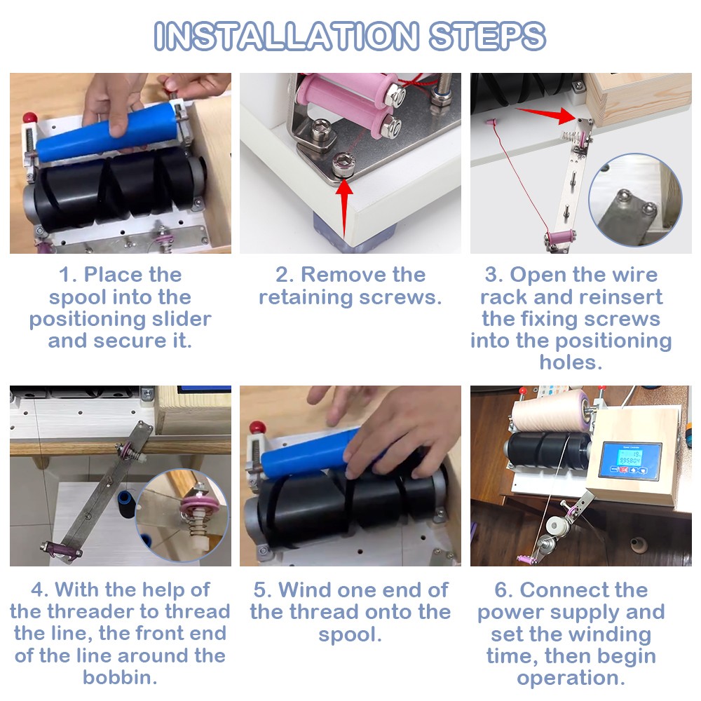 Yarn Winder Machine Wooden Cone Thread Winder With Timing & Stranding Function