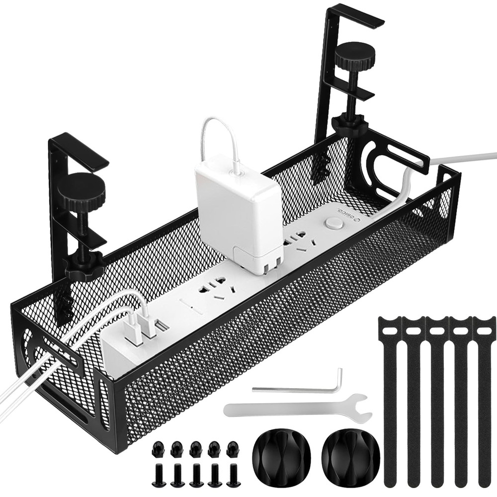 Under Desk Cable Management Tray, 15.3'' (1 Pack), Black
