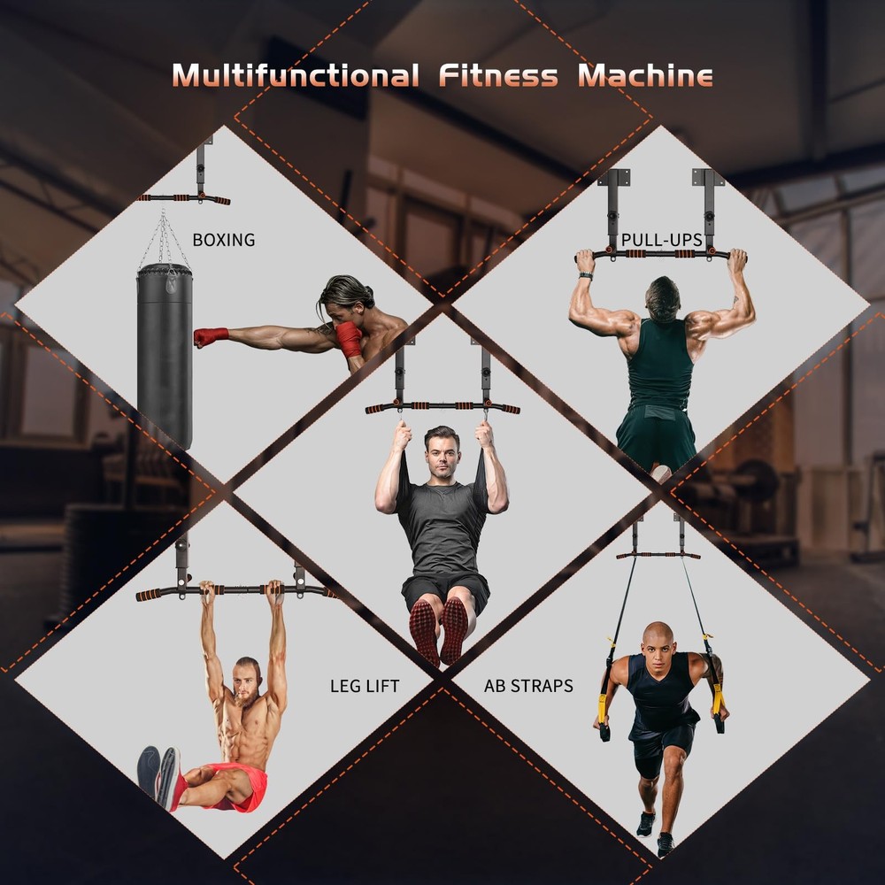 Pull Up Bar Wall Mounted: Wall Adjustable Joist Mount Pull Up Bar & Chin Up B...