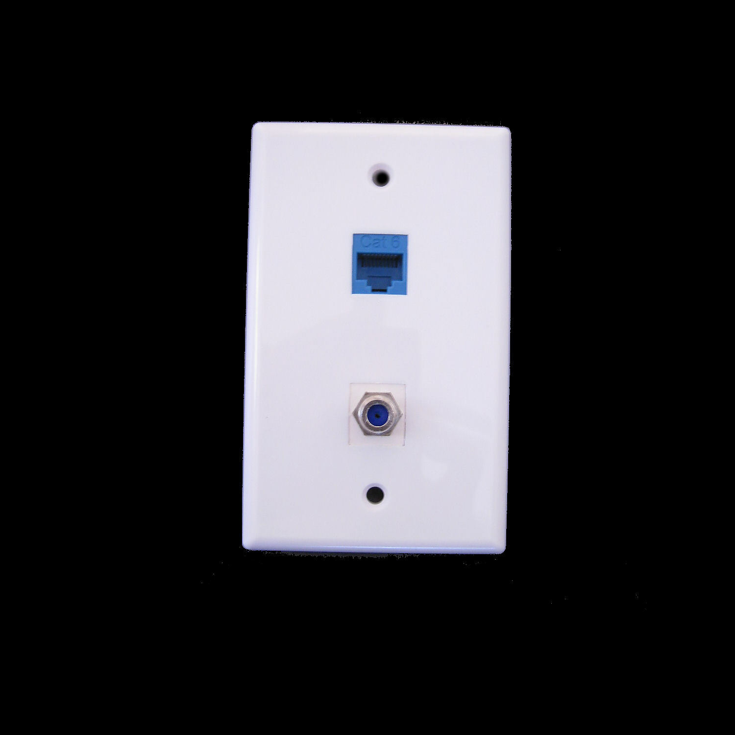 2 Port Wall Plate Coaxial TV Cable F Type + CAT6 Ethernet Network RJ45 Female