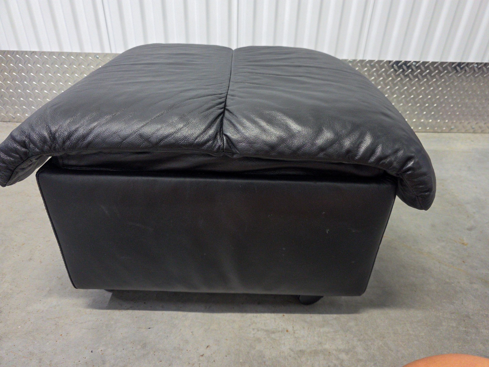 Ekornes Stressless "Soft" Leather Storage Ottoman | Black | Locking Casters