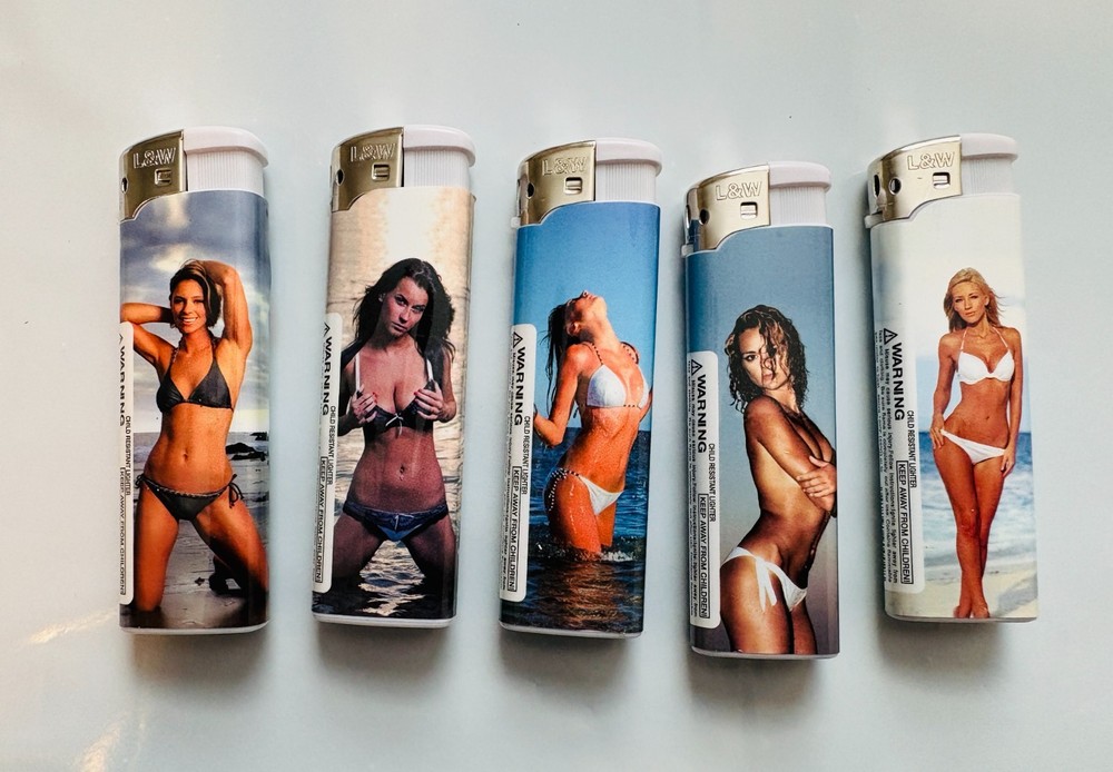 Full Size  Refillable  Butane  Assorted Sexy Model Lighter 5 , 10 Count