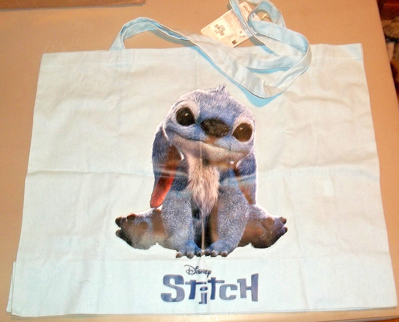 Primark Disney Stitch Extra Large Canvas Tote Bag Light Blue Cotton Blend 21x17