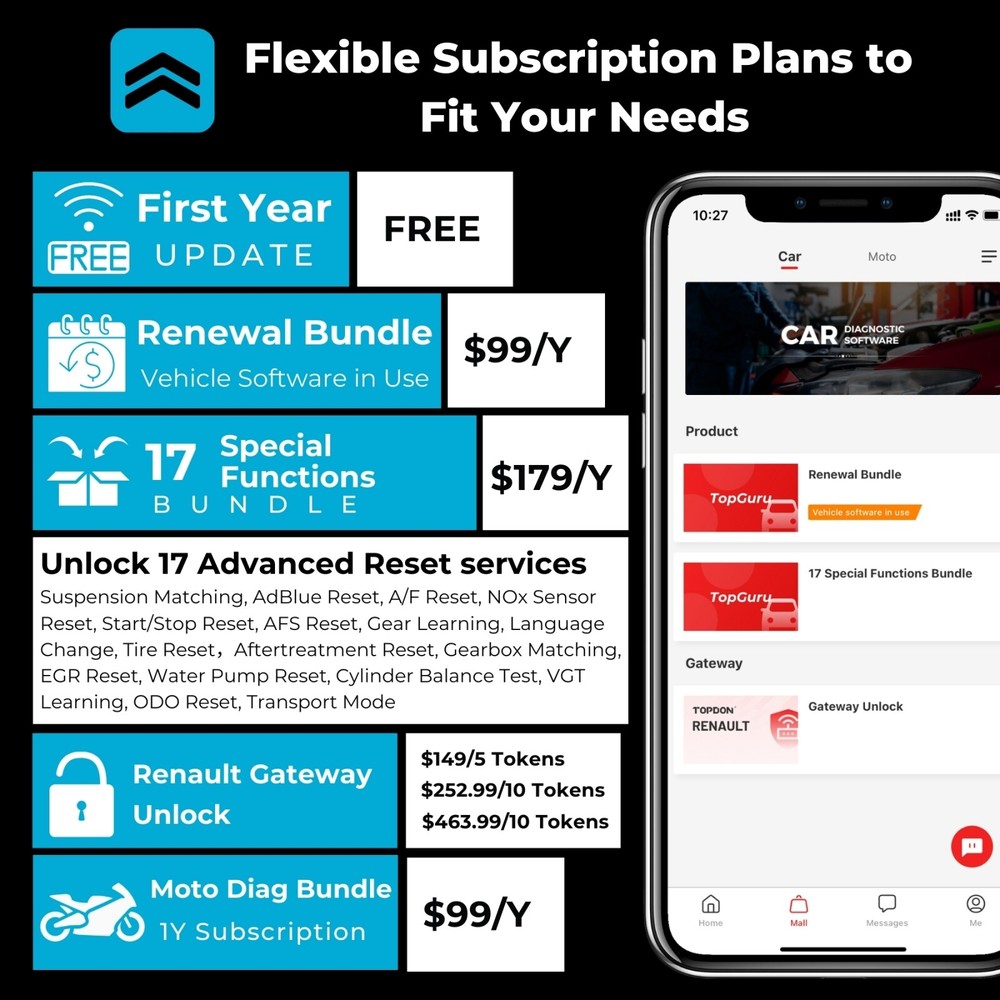 2025 TOPDON Topscan PRO Bluetooth OBD2 Scanner Key Fob Programming Bidirectional
