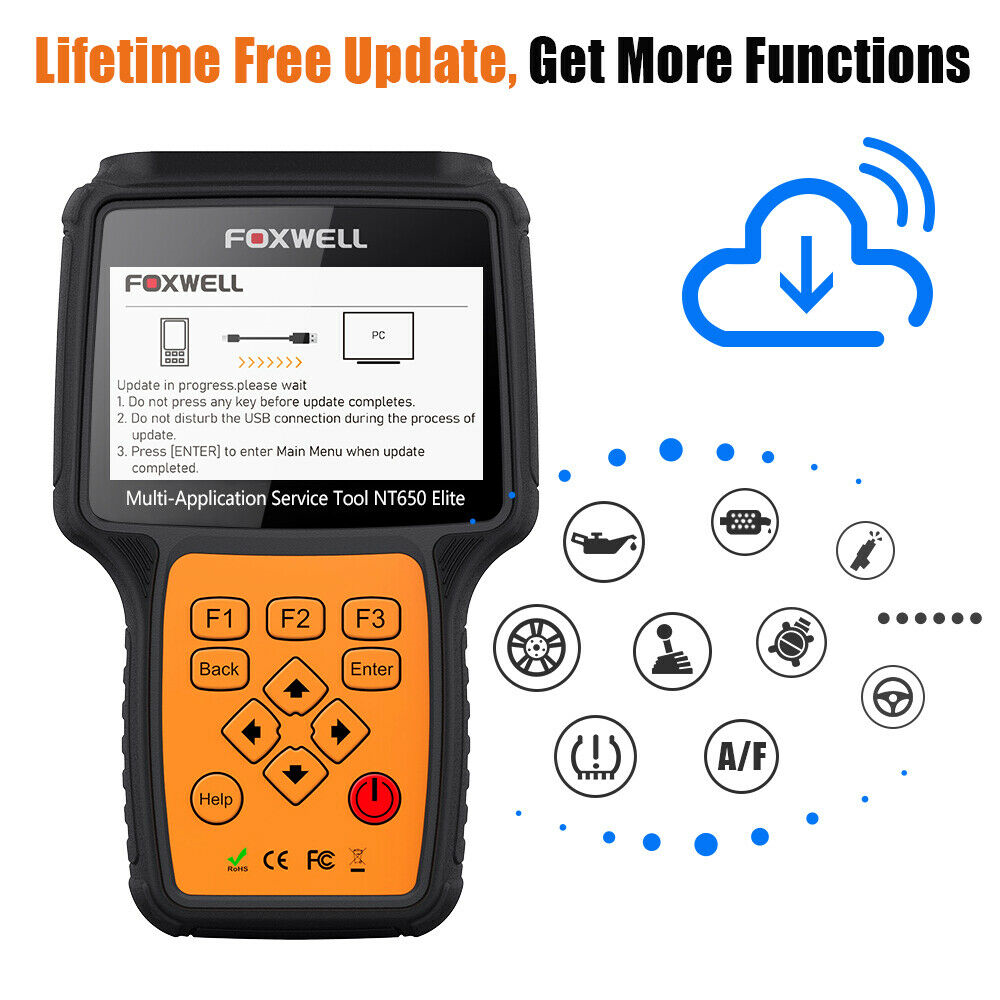 Auto code reader EPB injector TPMS SAS DPF ABS SRS Scanner FOXWELL NT650 Elite