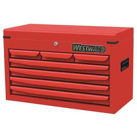 Westward 48Rj71 Westward Top Chest, 7-Drawers, Powder Coated Red, 26" W X 12" D