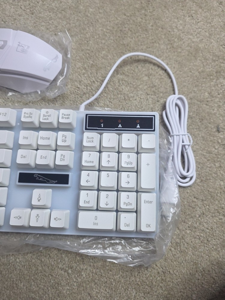 Wired Keyboard and Mouse Combo Large Print, Light-Up Keyboard Mouse, USB