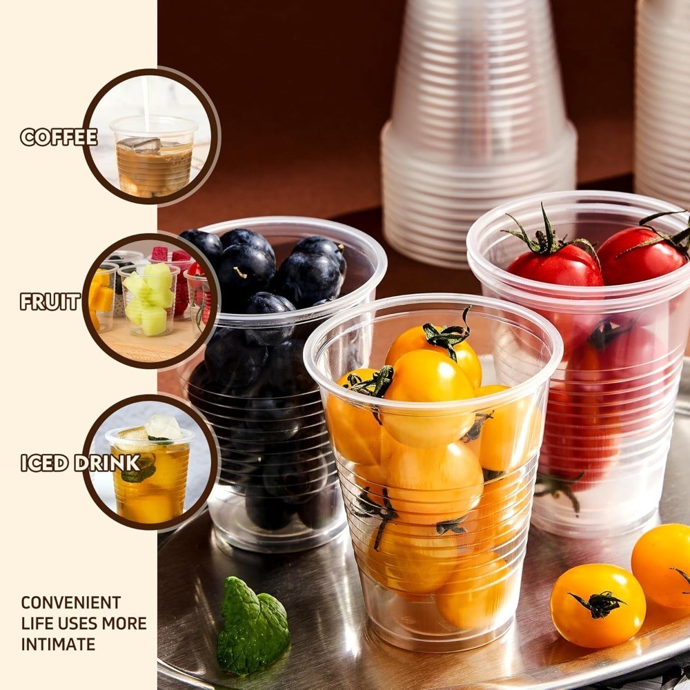 Clear Plastic Cups 9 oz 80 Pack Disposable Drinking Water Cups for Cold