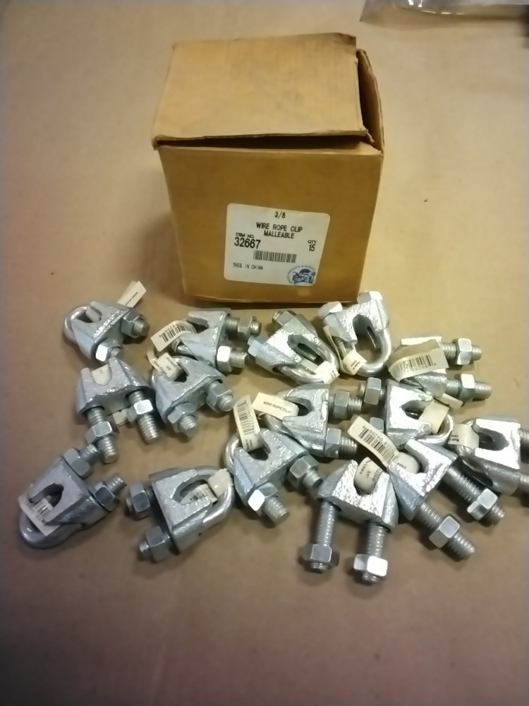 3/8" Galvanized Malleable Wire Rope Clips (15-Pack)
