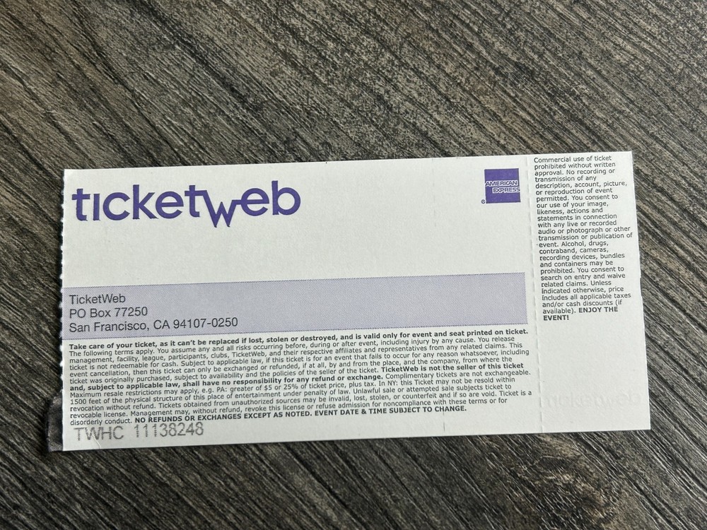 Kiss ACE FREHLEY TICKET STUB The Chance Poughkeepsie NY Sept 2017 Four By Fate