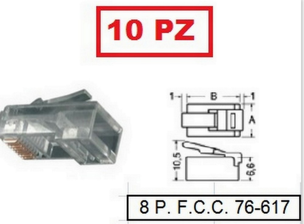 CS 2487/10 MODULAR PLUG 8P CONNECTORS RJ PACK 10 pcs