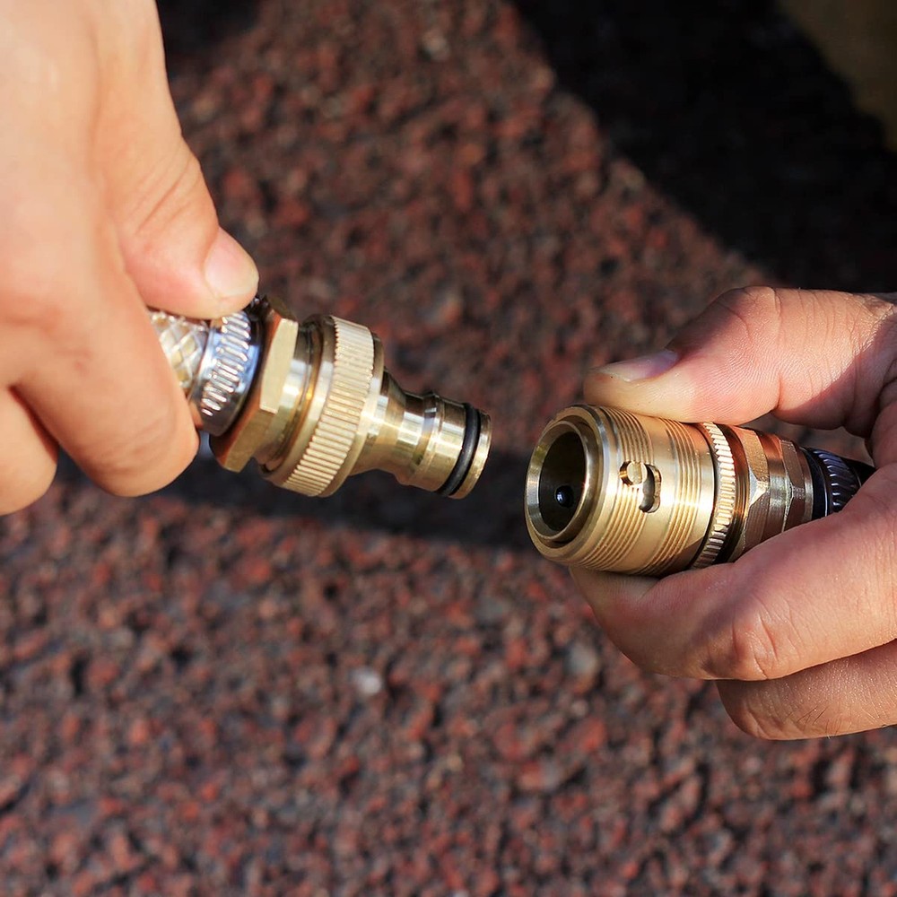 Garden Hose Quick Connect Solid Brass 3/4 inch GHT External Thread Easy Conne...