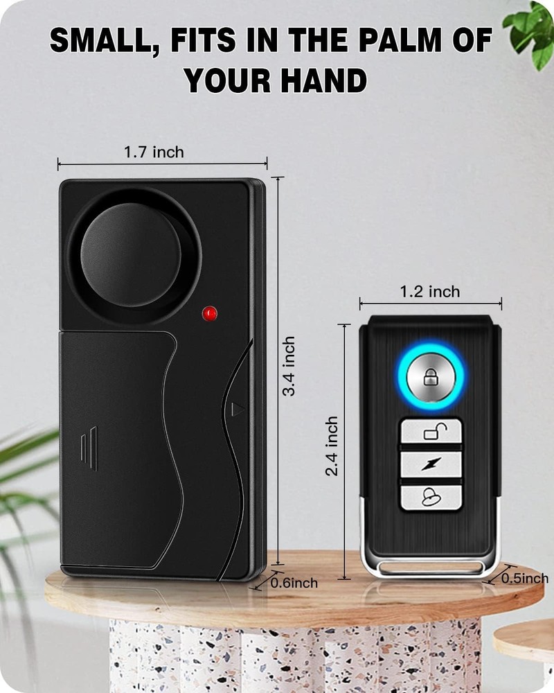 WSDCAM Wireless Vibration Alarm with Remote Control Anti-Theft 1 Pack