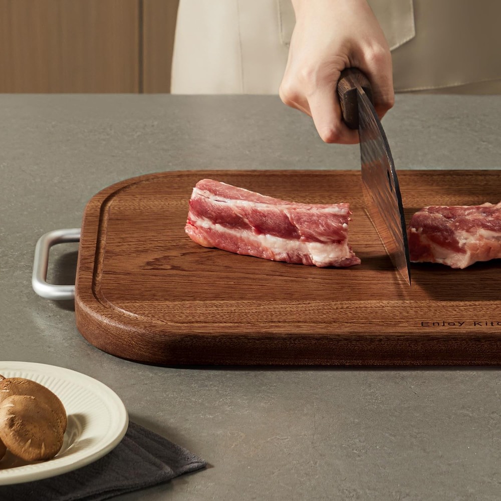 Premium Solid Ebony Wood Cutting Board for Kitchen - 14.5"x9.5"x1" Double Sid...